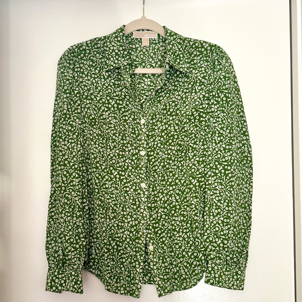 Micheal Kors 100% silk Green Floral Silk Fabric